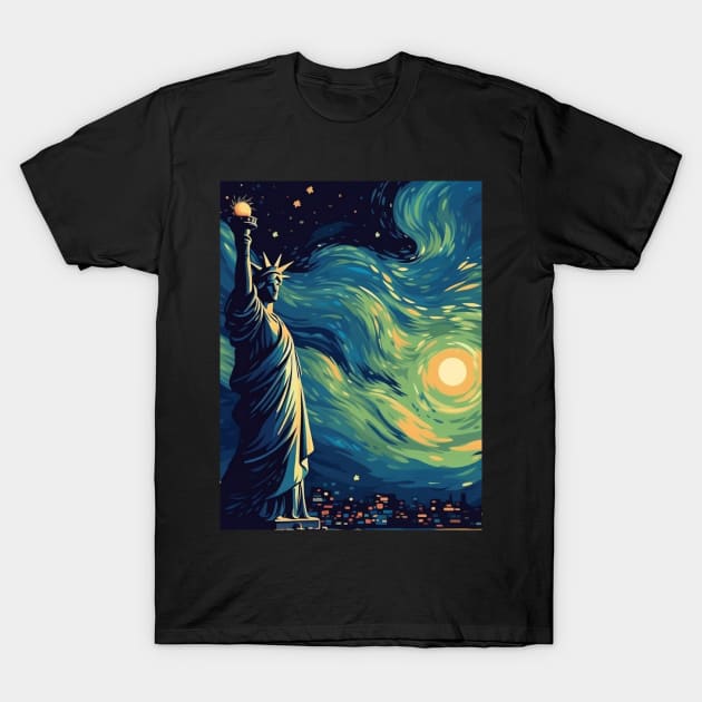 Stary Liberty Night T-Shirt by Graphic Grooves